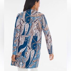 Chico's Multicolor Paisley Faux Suede Very Soft Open Cardigan 0